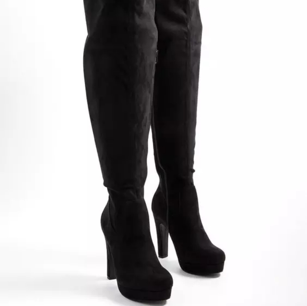 Torrid Platform Black Over-the-Knee Boots 11.5 WW wide Calf